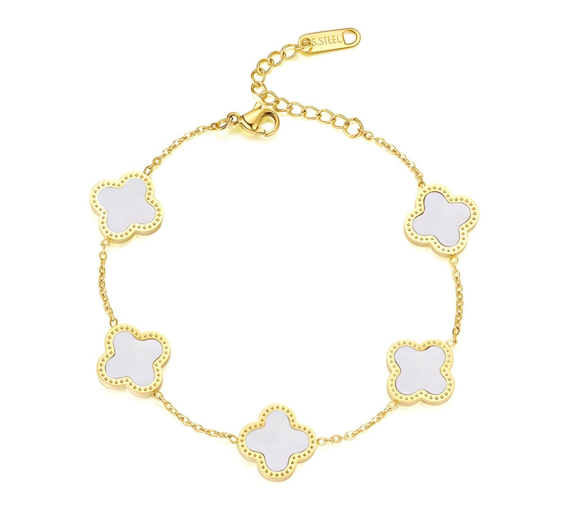 18K Gold Plated Steel "Four-Leaf Clover” Bracelet
