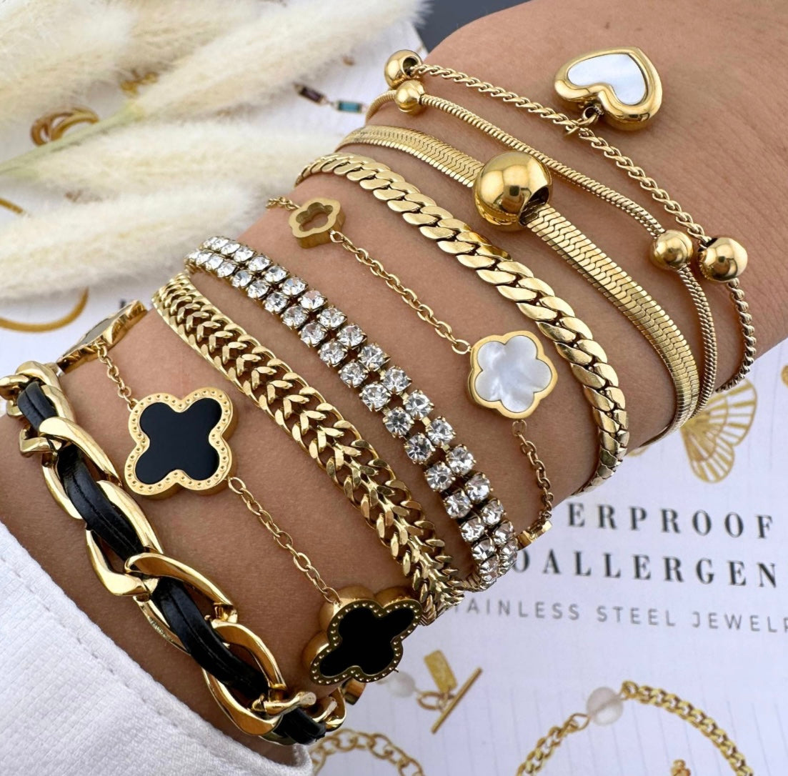 18K Gold Plated Steel "Four-Leaf Clover” Bracelet
