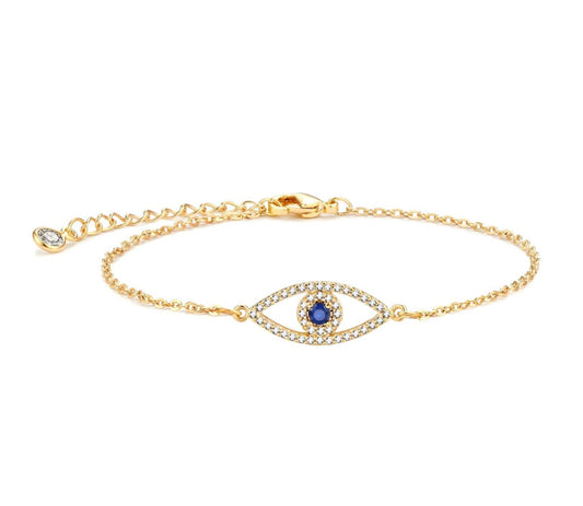18K Gold Plated Steel “Evil Eye" Bracelet