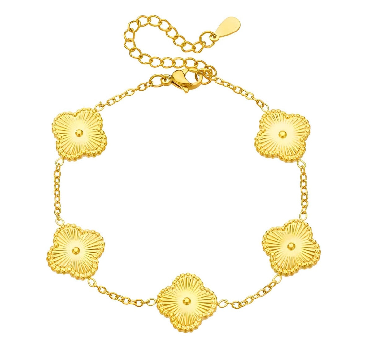 18K Gold Plated Stainless Steel "Four-Leaf Clover” Bracelet, Intensity