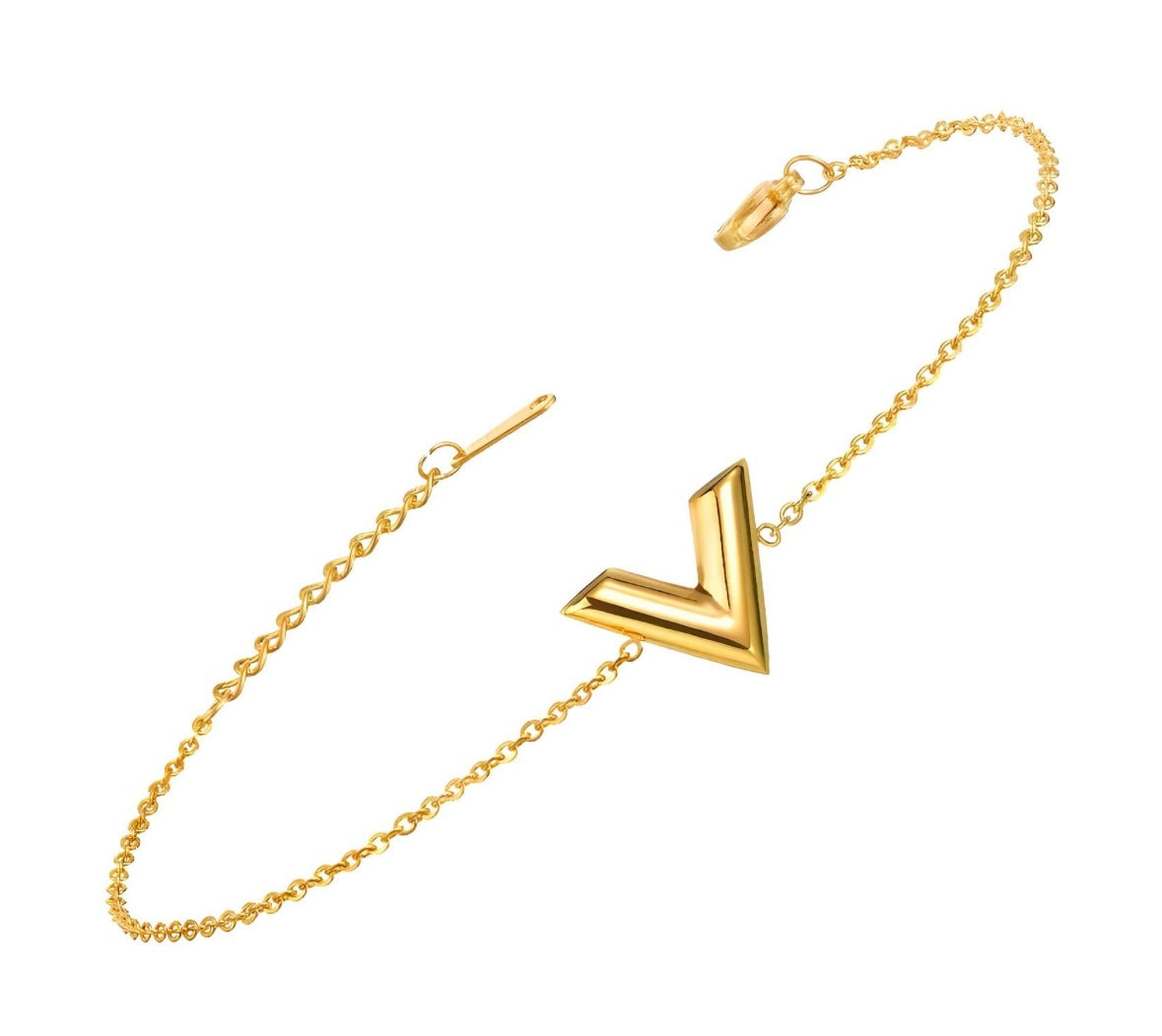 18K Gold Plated Steel "Letter V" Bracelet