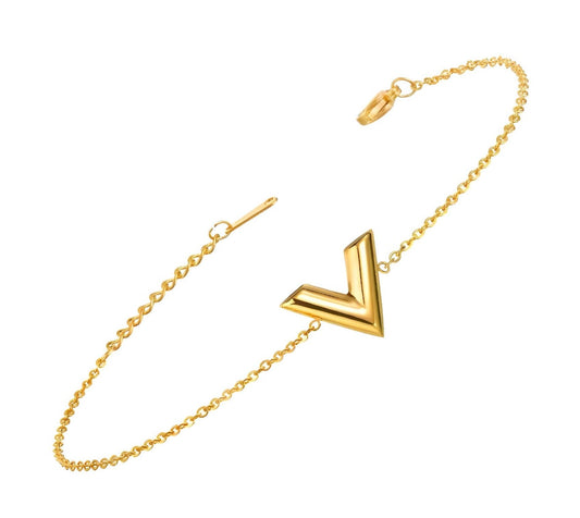 18K Gold Plated Steel "Letter V" Bracelet