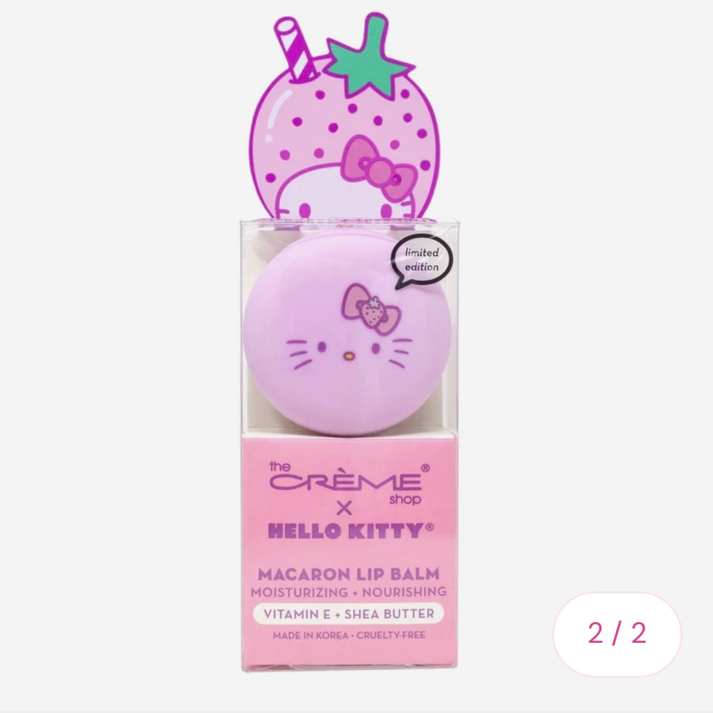 THE CREME SHOP X HELLO KITTY - MACARON LIP BALM - STRAWBERRY ROSE LATTE
