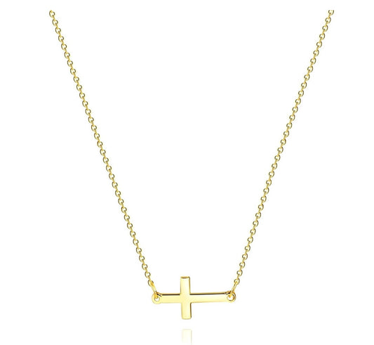 18K Gold Plated Stainless Steel "Cross” Necklace, Intensity