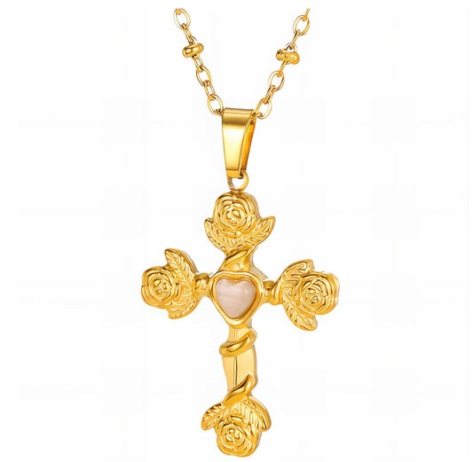 18K Gold Plated Steel “Cross" Necklace