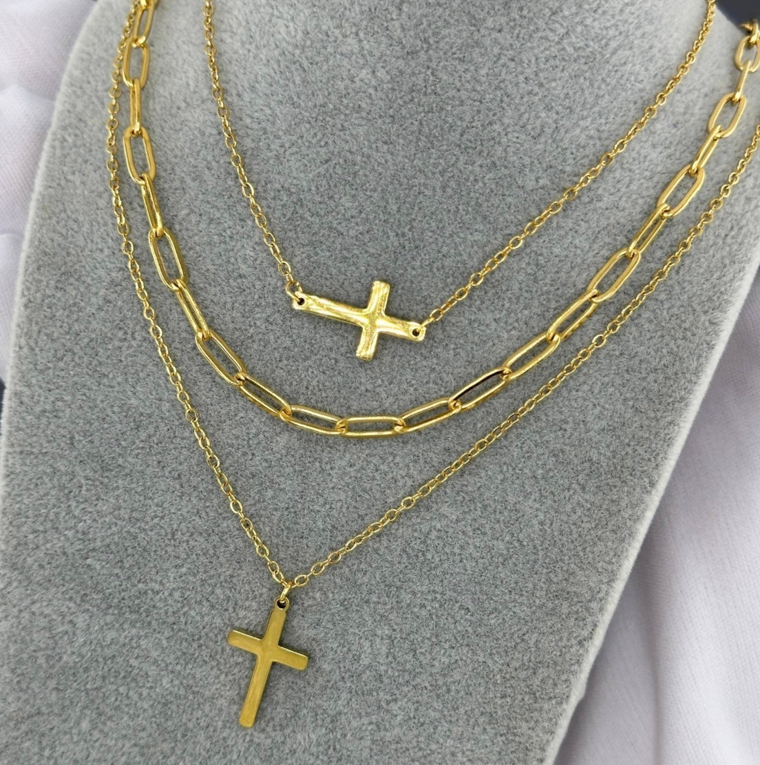 18K Gold Plated Stainless Steel "Cross” Necklace, Intensity