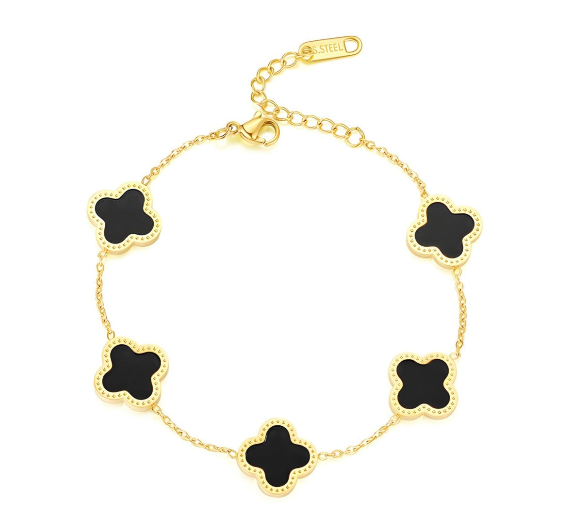 18K Gold Plated Stainless Steel "Four-Leaf Clover” Bracelet, Intensity