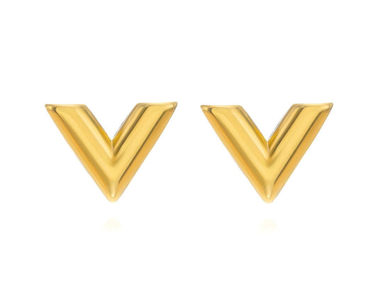 18K Gold Plated Steel “V" Earrings