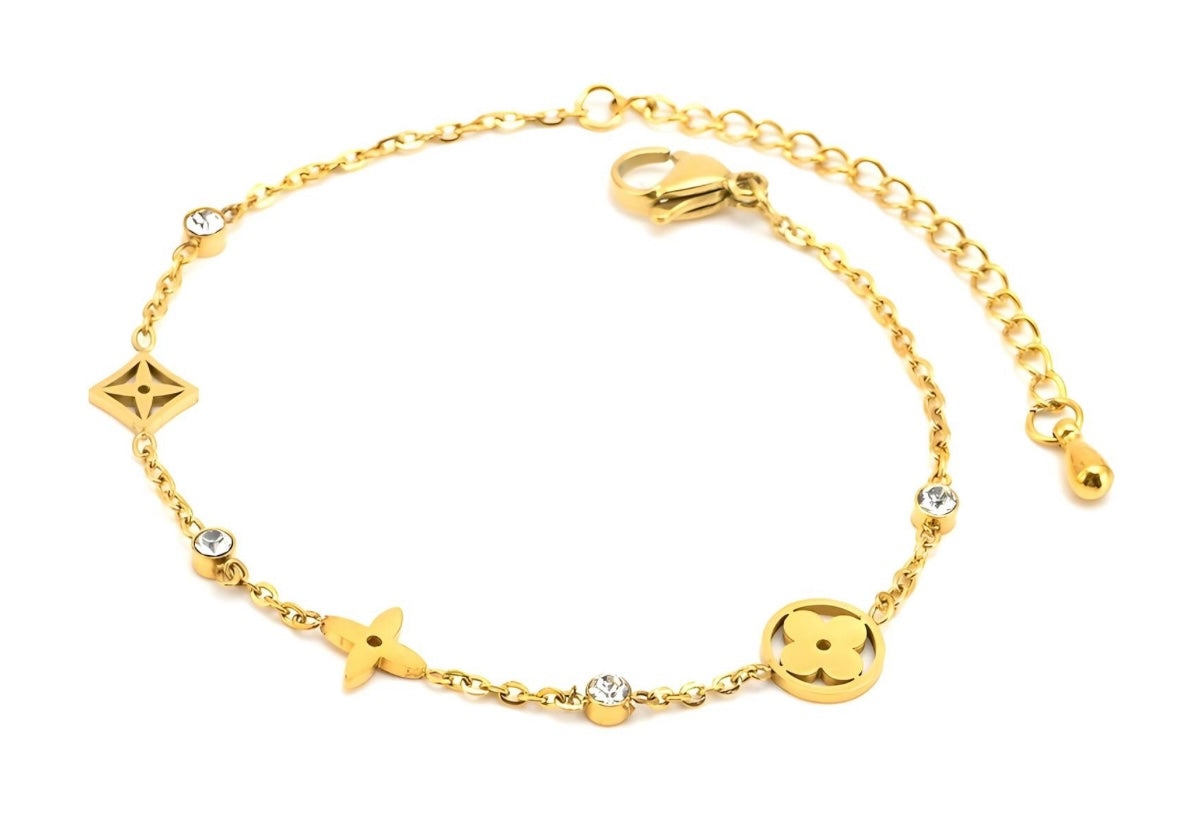 18K Gold Plated Stainless Steel"LV Inspired" Bracelet, Intensity