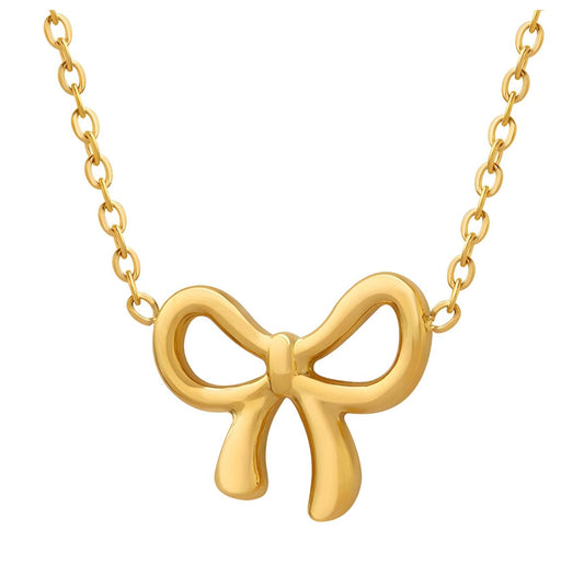 18K Gold Plated Steel “Bow” Necklace