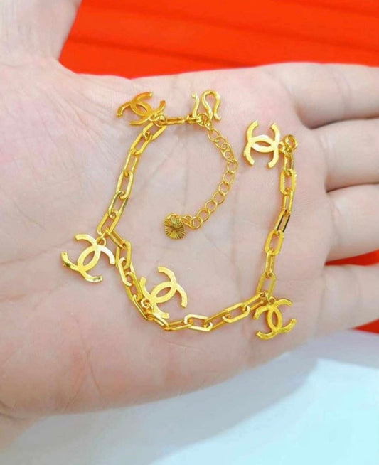 24K Gold Plated Steel “Inspired CC” Bracelet