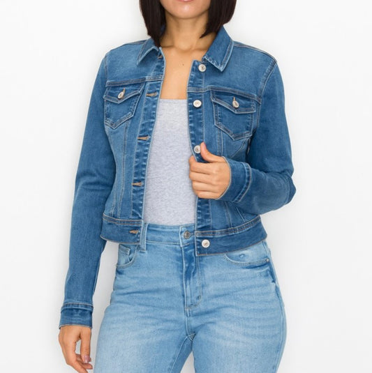 Stone Washed Basic Denim Jacket